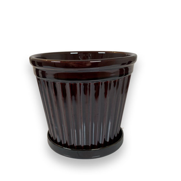 POT TERRA STRIPE GLAZE BROWN LARGE in the group Pots & Vases / Indoor Pots at Miljögården (244791)