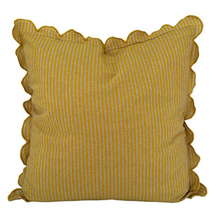 CUSHION COVER SCALLOP STRIPE YELLOW