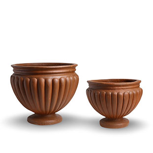 POT URN RUSTY LOW 2 SET